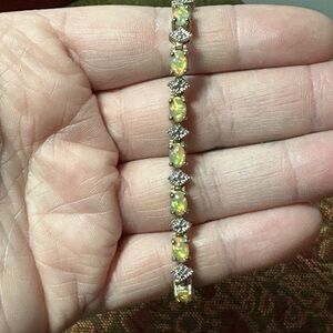 Elegant Opal and Silver Bracelet